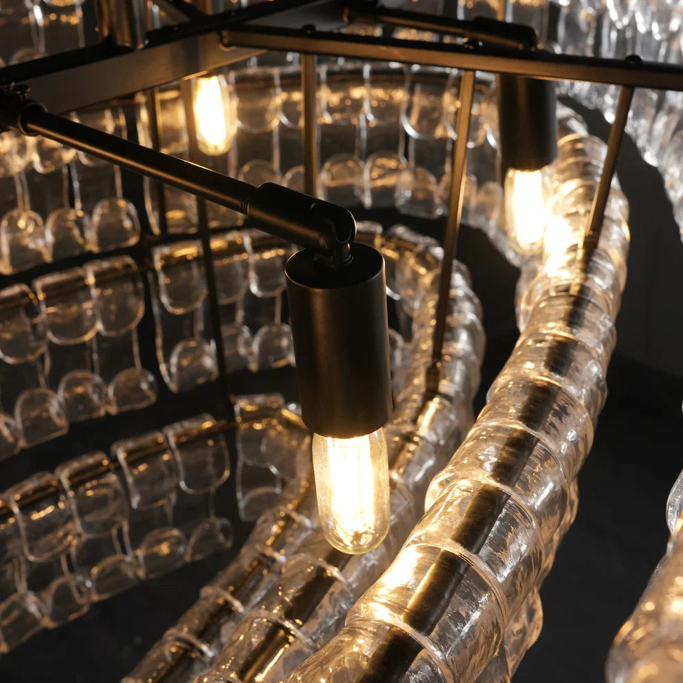 Art Ghiaccio Glass Oval Chandelier 54" 65"