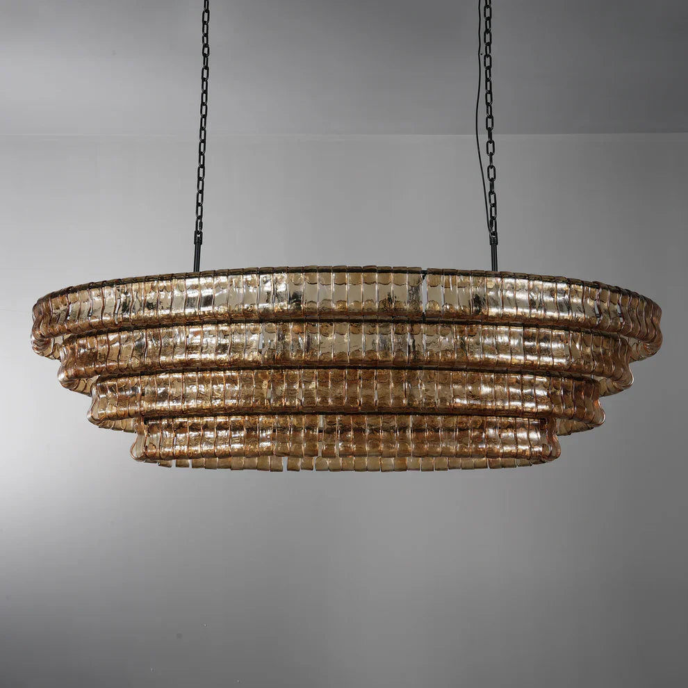 Art Ghiaccio Glass Oval Chandelier 54" 65"