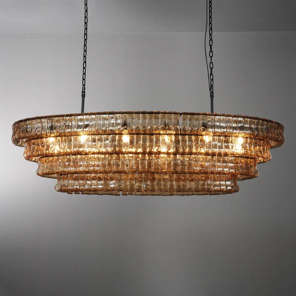 Art Ghiaccio Glass Oval Chandelier 54" 65"