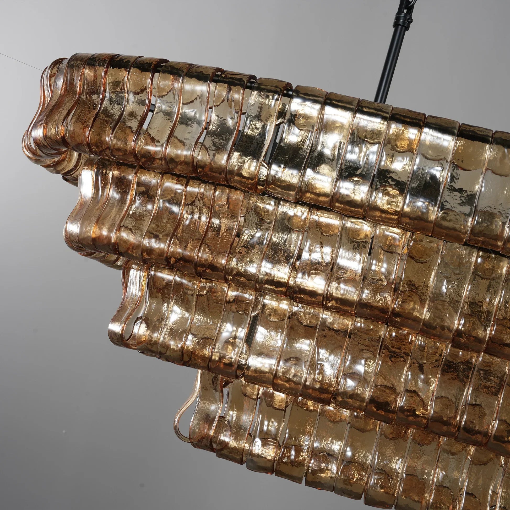 Art Ghiaccio Glass Oval Chandelier 54" 65"