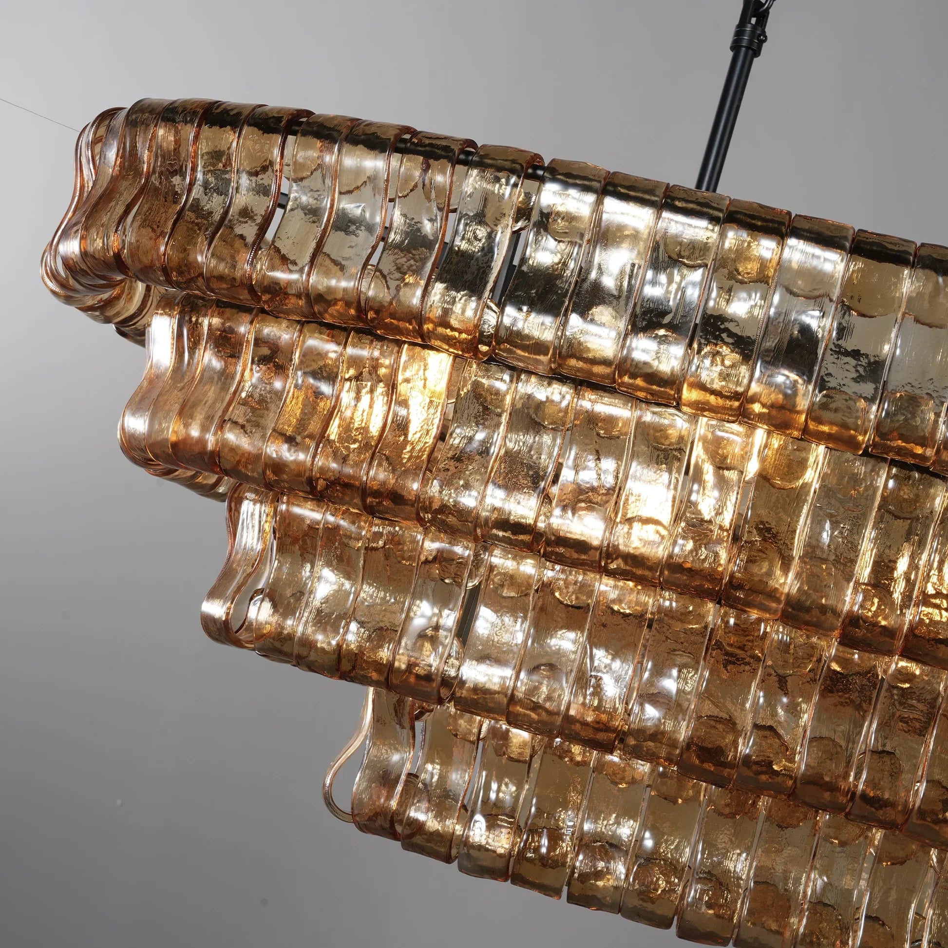 Art Ghiaccio Glass Oval Chandelier 54" 65"