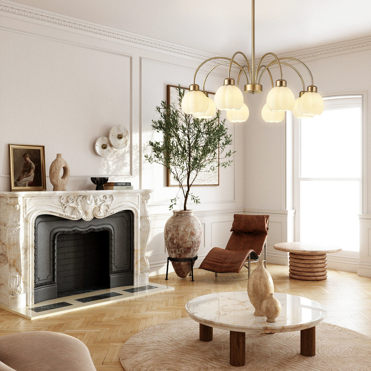 Golden Pumpkin Glass Chandelier with 3/5/6/8 heads - Bend-1-Luxehomezone