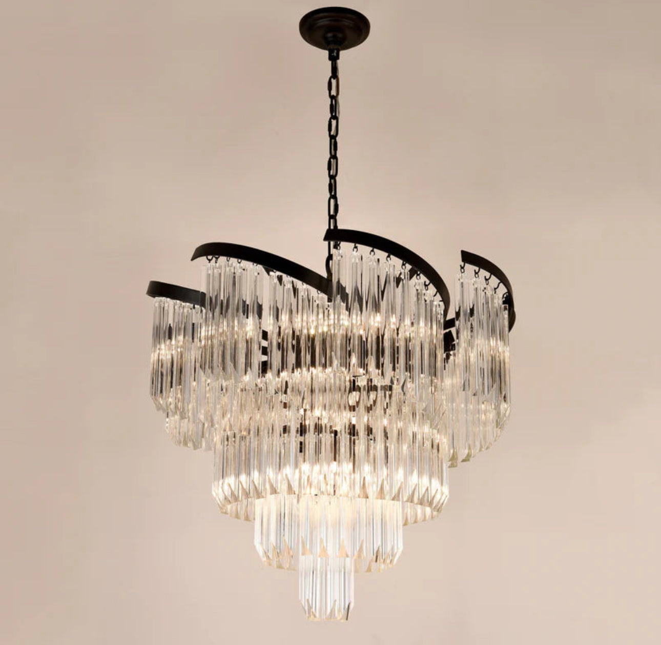 Twin Palms Round Crystal Chandelier