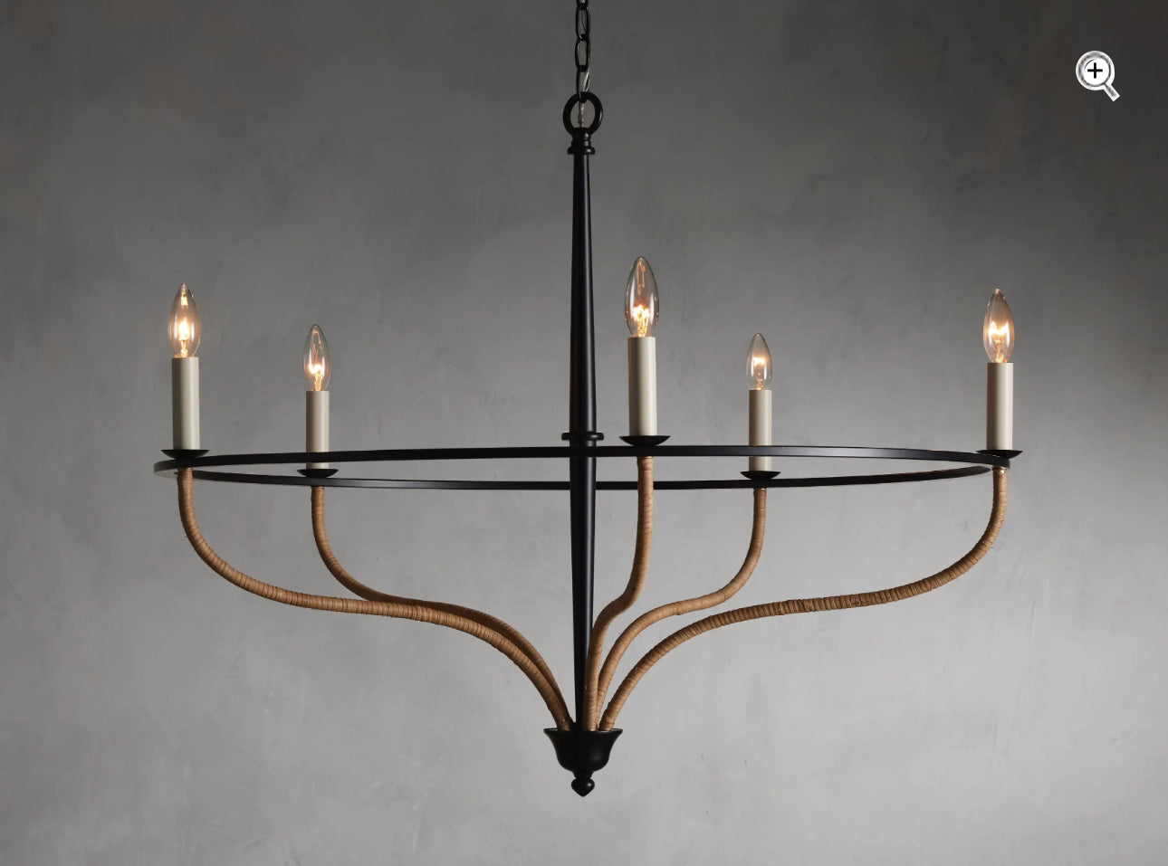 Rosalind Rattan Chandelier in Black