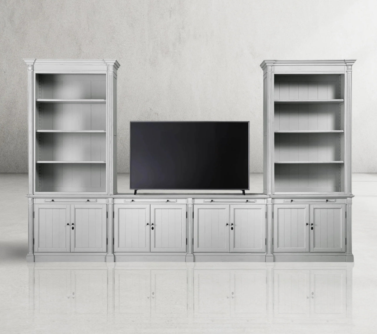 Athus Modular Media Console with Double Bookcases