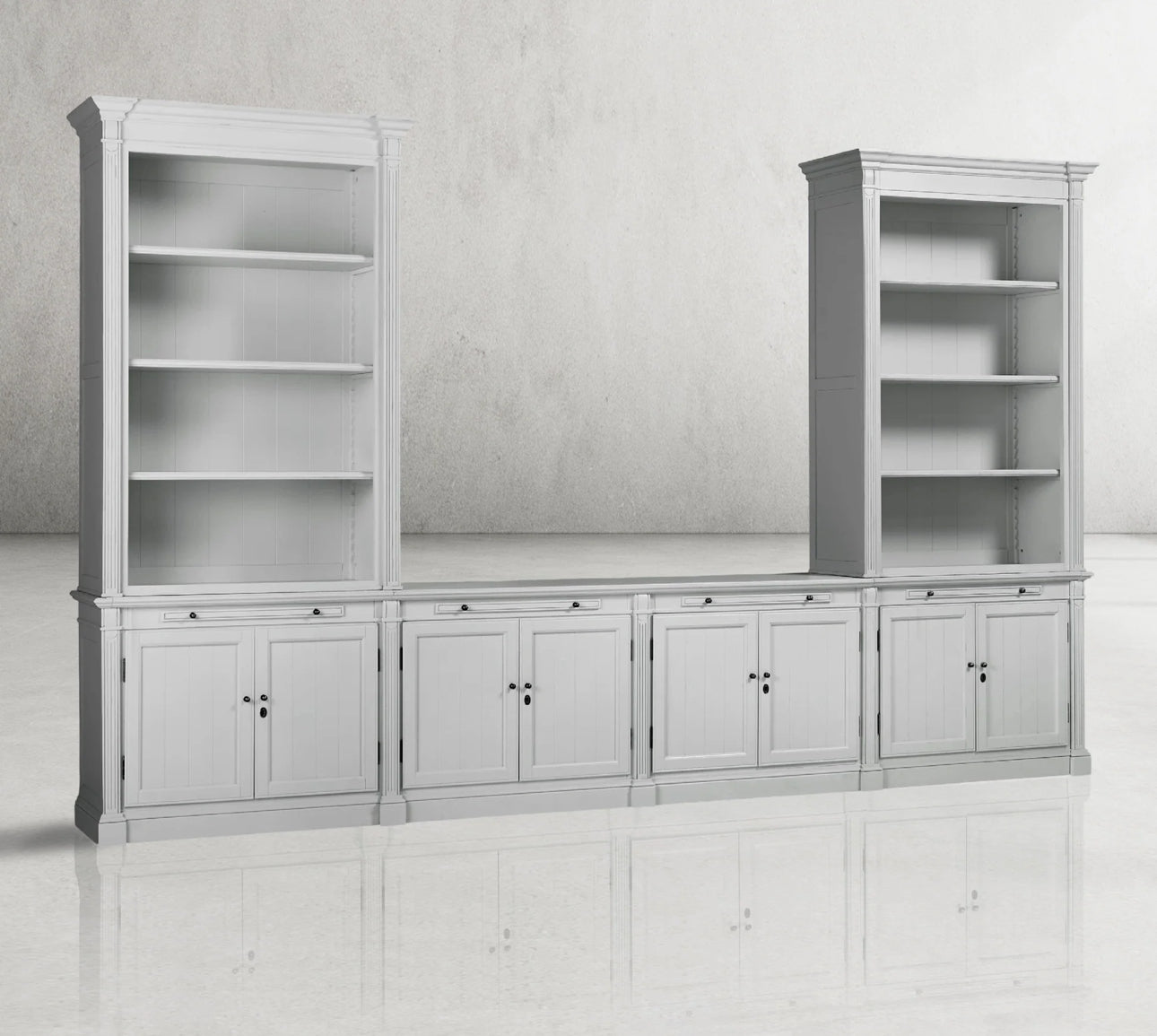 Athus Modular Media Console with Double Bookcases