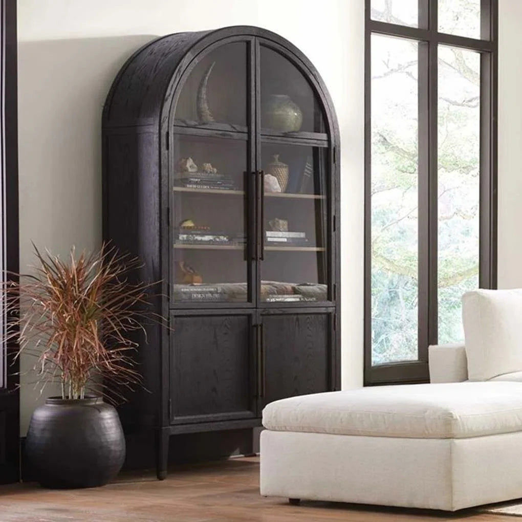 Hattie Glass Accent Cabinet in Oak 36"W 46"W