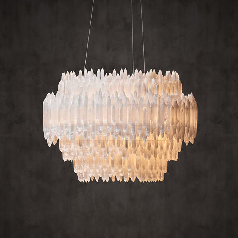 Art Selenite Layer Round Chandelier - Chandelier, Living Room, Selenite Series- Chandelier1-Luxehomezone