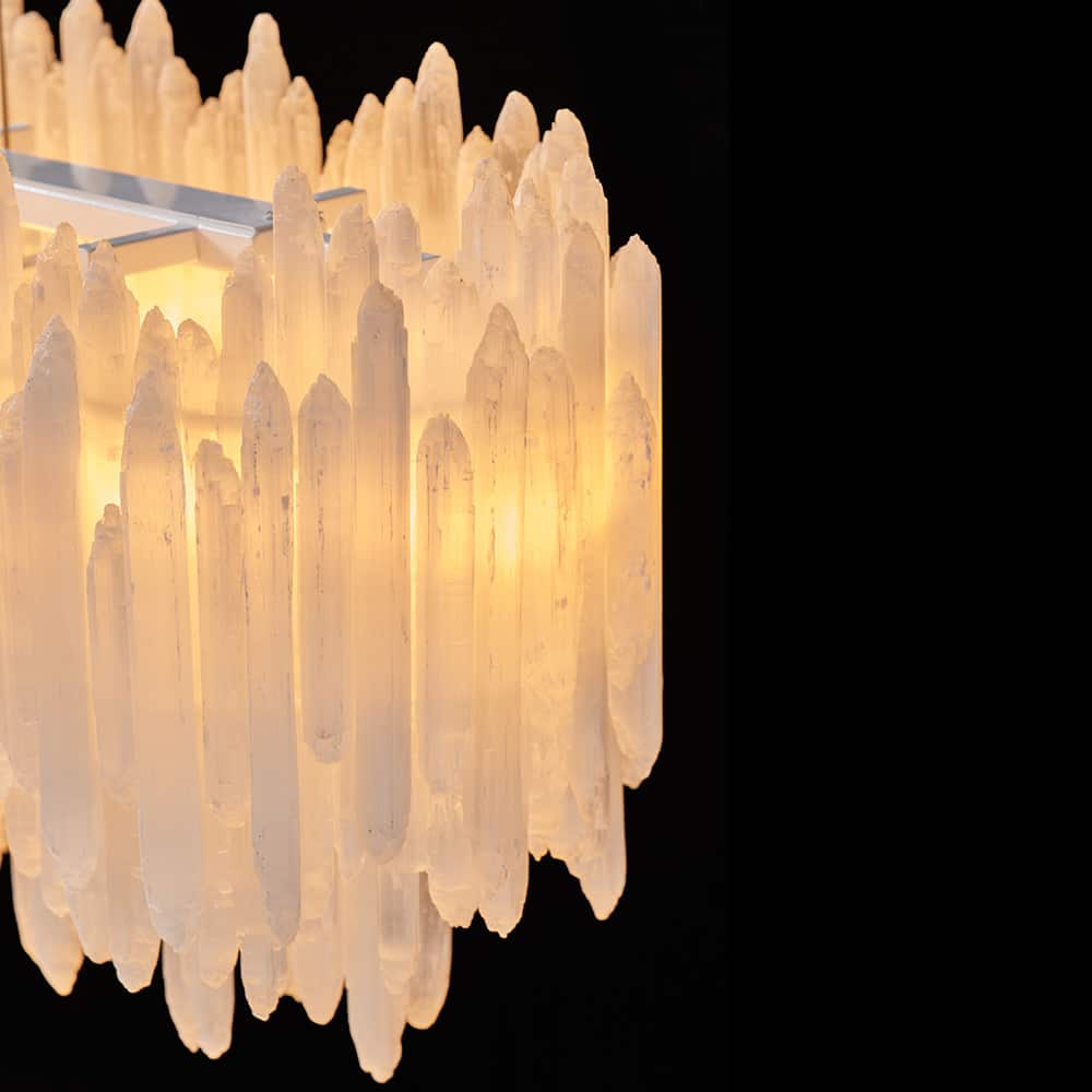 Art Selenite Layer Rectangular Chandelier - Chandelier, Living Room, Selenite Series- Chandelier1-Luxehomezone