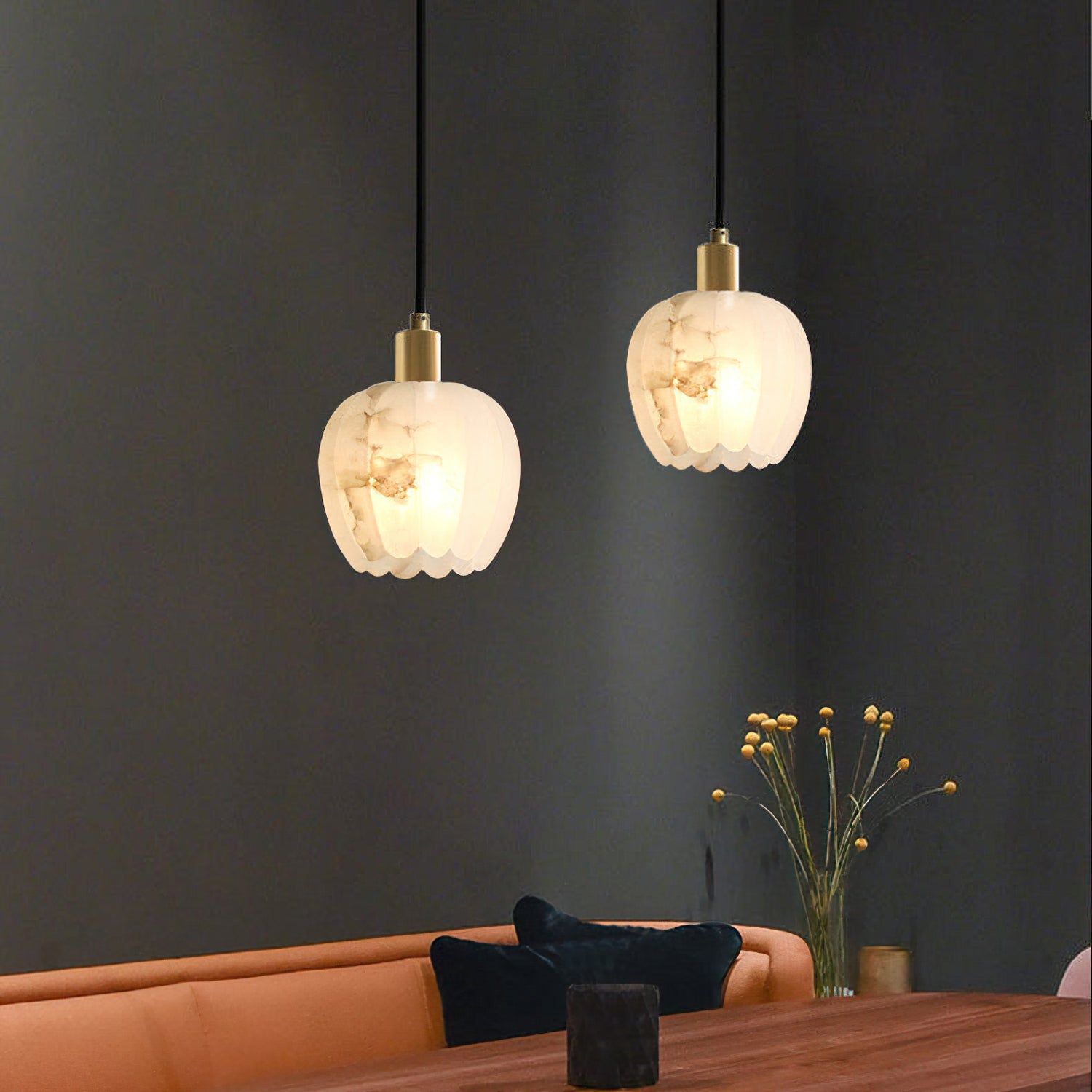Lilin Alabaster Pendant Light - Alabaster globe light, Ambient lighting, Artistic pendant light, Custom lighting, Decorative lighting, Designer lighting, Dining room lighting, High ceiling lighting, High-end lighting, Innovative lighting, Luxury lighting, Modern chandelier, Modern pendant lighting, Sophisticated lighting, Stylish pendant light- Pendant Light1-Luxehomezone