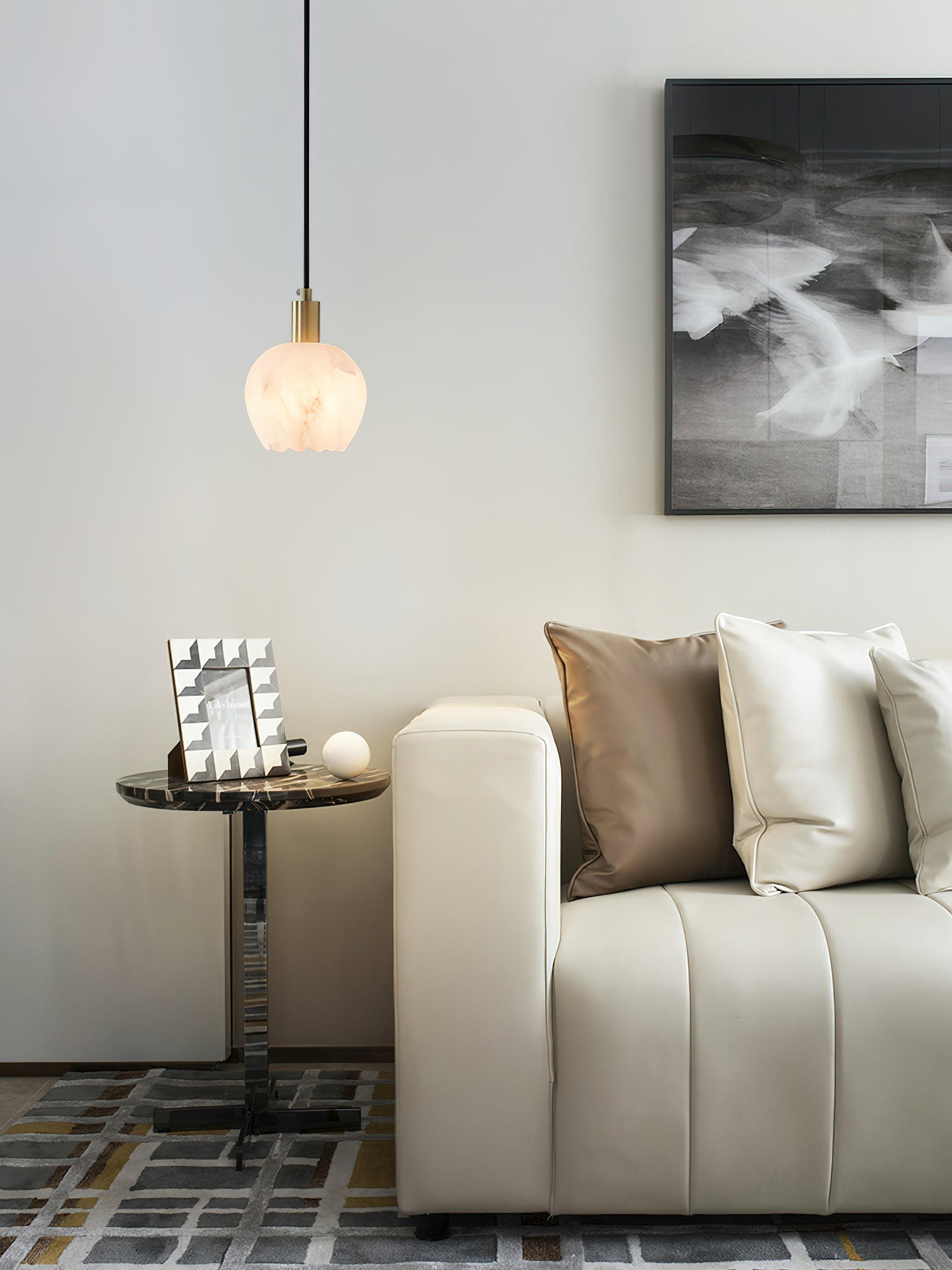 Lilin Alabaster Pendant Light - Alabaster globe light, Ambient lighting, Artistic pendant light, Custom lighting, Decorative lighting, Designer lighting, Dining room lighting, High ceiling lighting, High-end lighting, Innovative lighting, Luxury lighting, Modern chandelier, Modern pendant lighting, Sophisticated lighting, Stylish pendant light- Pendant Light1-Luxehomezone