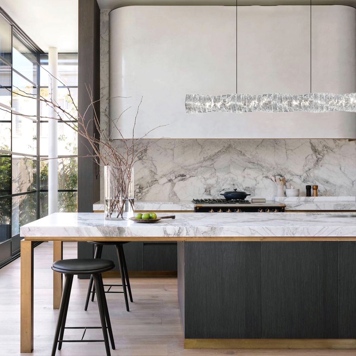 Long Crystal  Linear Pendant Light - Bar-1-Luxehomezone