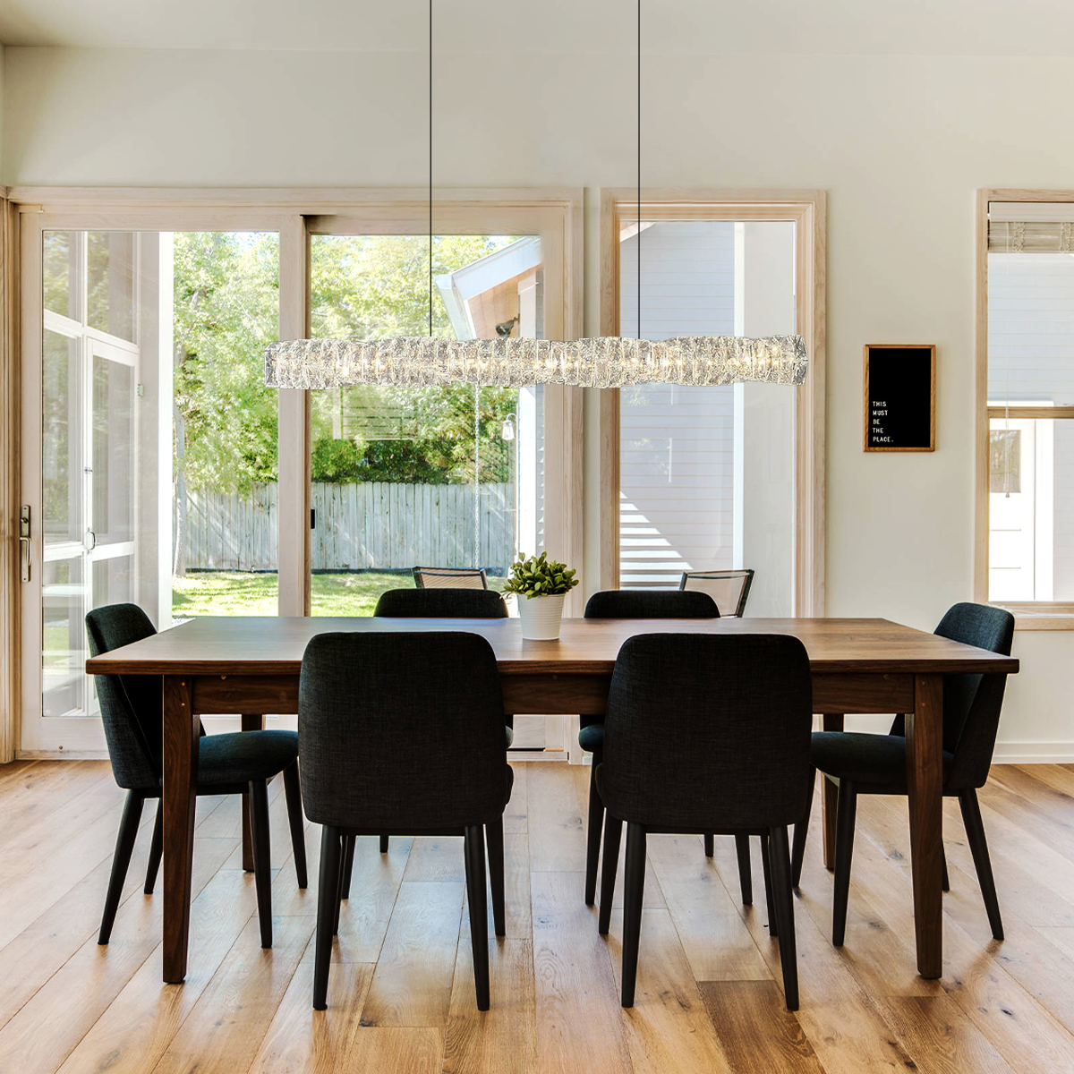 Long Crystal  Linear Pendant Light - Bar-1-Luxehomezone