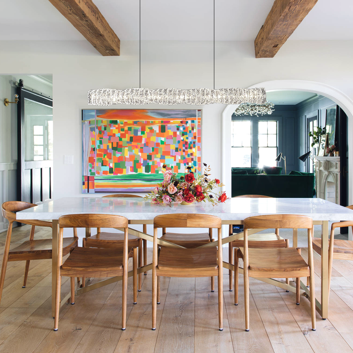 Long Crystal  Linear Pendant Light - Bar-1-Luxehomezone