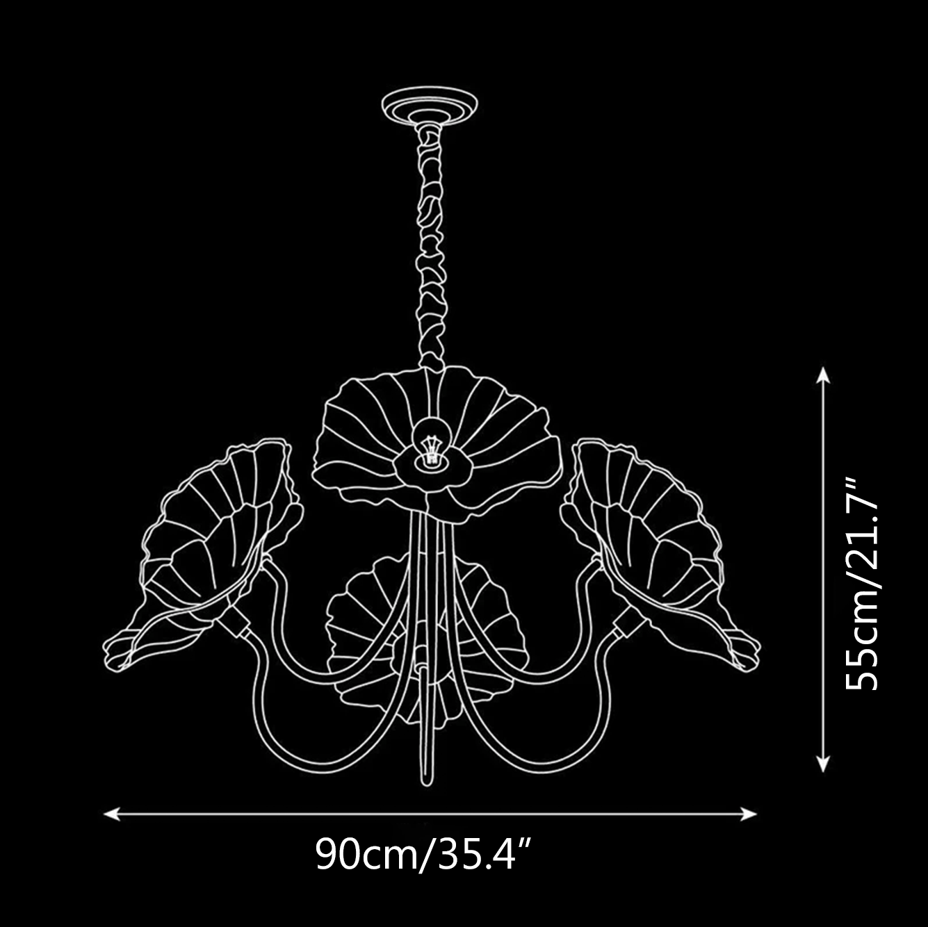 Lotus Leaf Glass Chandelier ∅ 35.4″ - Luxehomezone