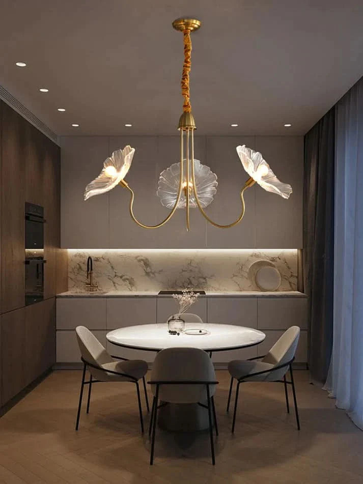Lotus Leaf Glass Chandelier ∅ 35.4″ - Luxehomezone