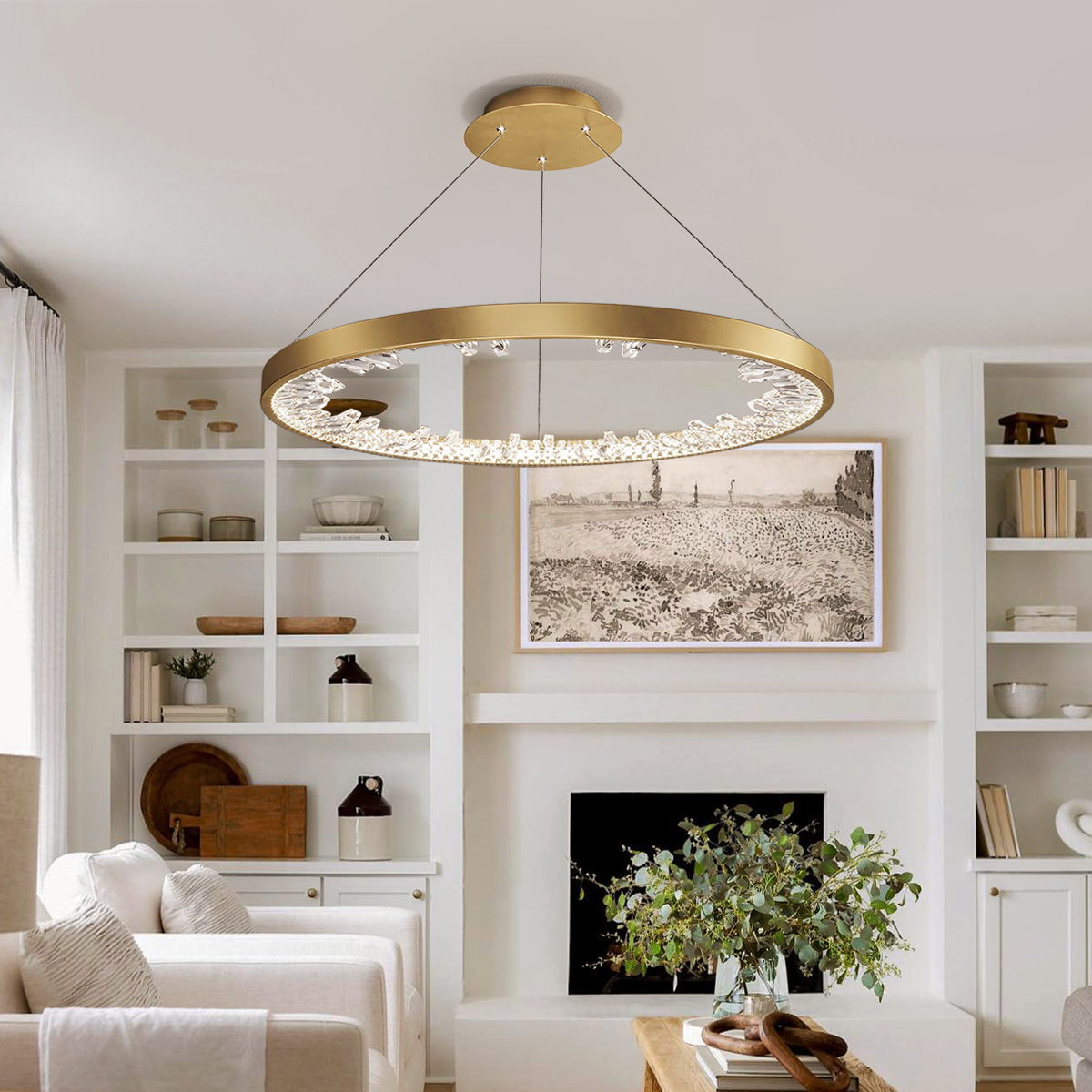 Luxury Circle Crystal Chandelier ∅ 15.7″ - Crystals-1-Luxehomezone
