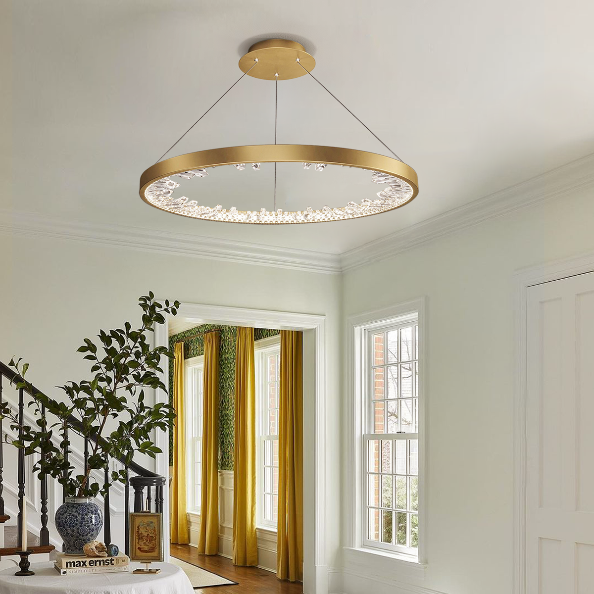 Luxury Circle Crystal Chandelier ∅ 15.7″ - Crystals-1-Luxehomezone