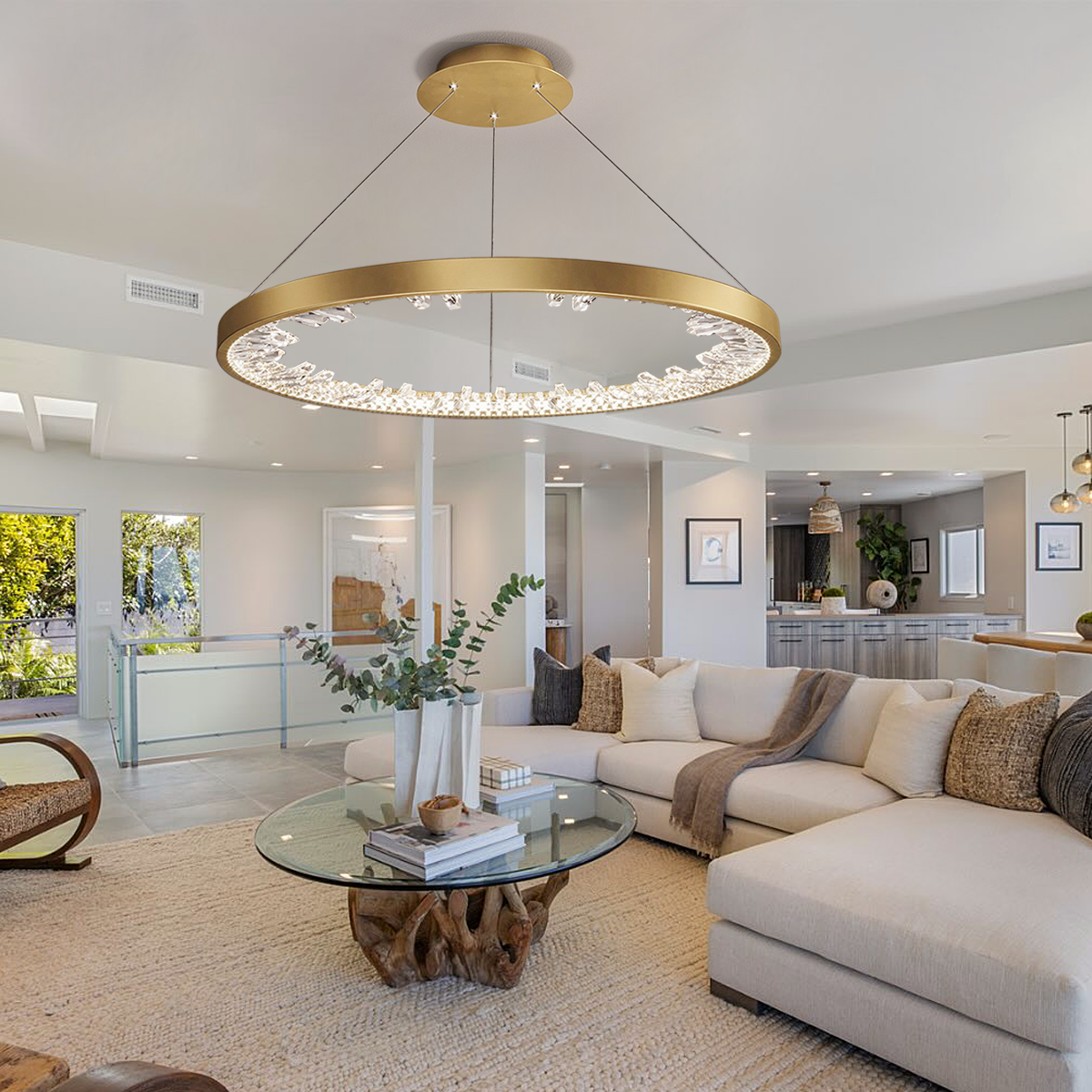 Luxury Circle Crystal Chandelier ∅ 15.7″ - Crystals-1-Luxehomezone