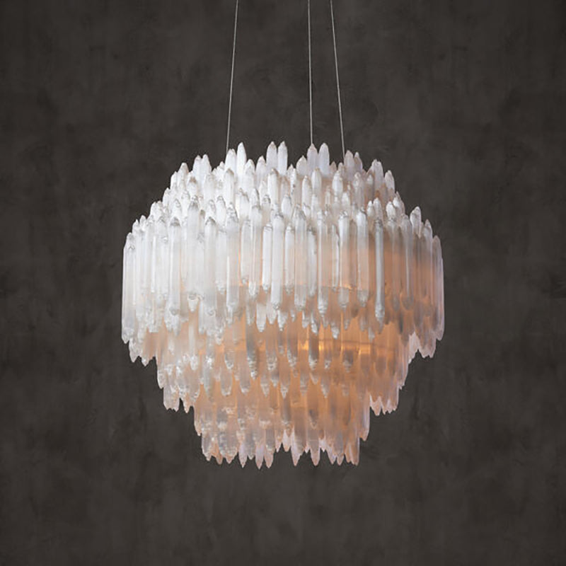 Art Selenite Layer Round Chandelier - Chandelier, Living Room, Selenite Series- Chandelier1-Luxehomezone