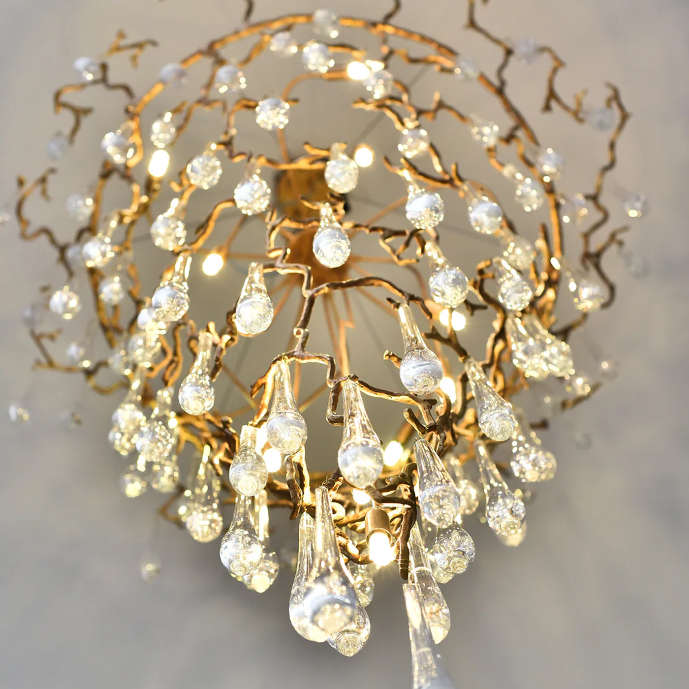 Round Foyer Droplet Staircase Chandelier - Helia-1-Luxehomezone