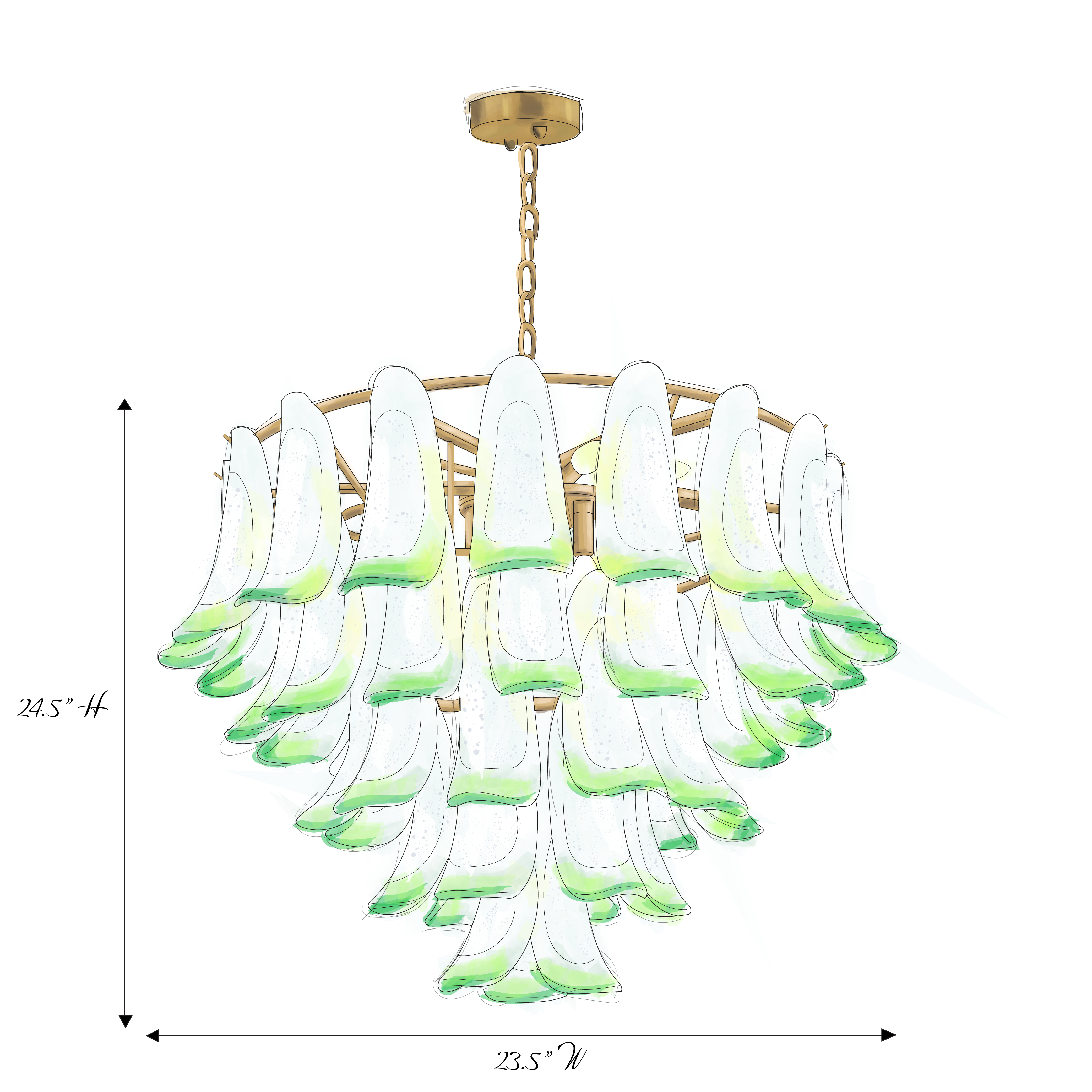 Lumis Murano Round Chandelier 30" Green