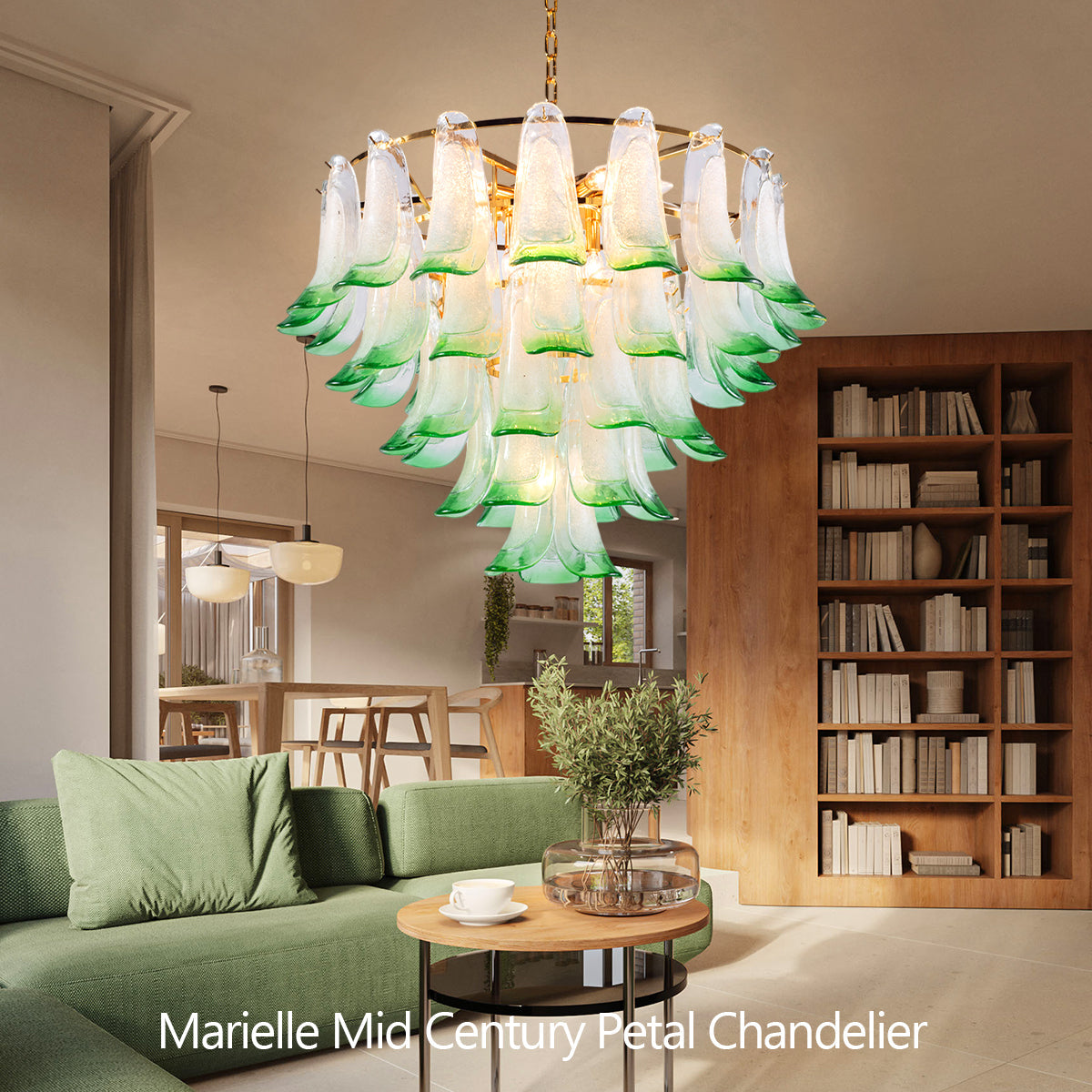 Lumis Murano Round Chandelier 30" Green