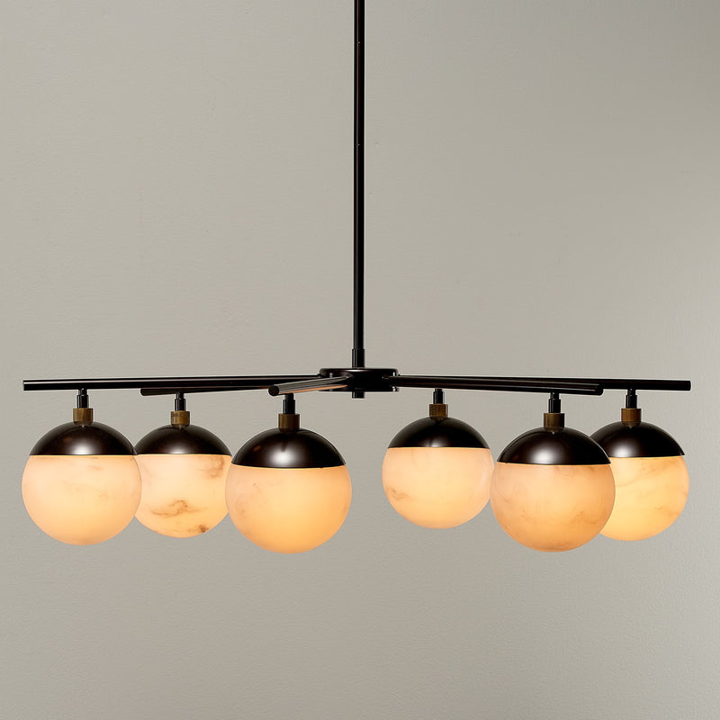 Bosso Alabaster Ball Chandelier 6 Light for Bedroom, Living Room