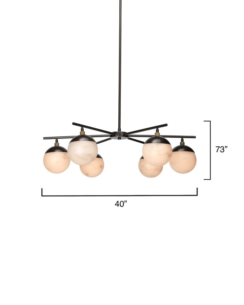 Bosso Alabaster Ball Chandelier 6 Light for Bedroom, Living Room