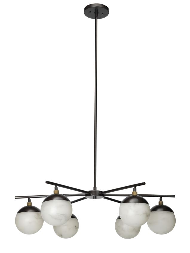 Bosso Alabaster Ball Chandelier 6 Light for Bedroom, Living Room