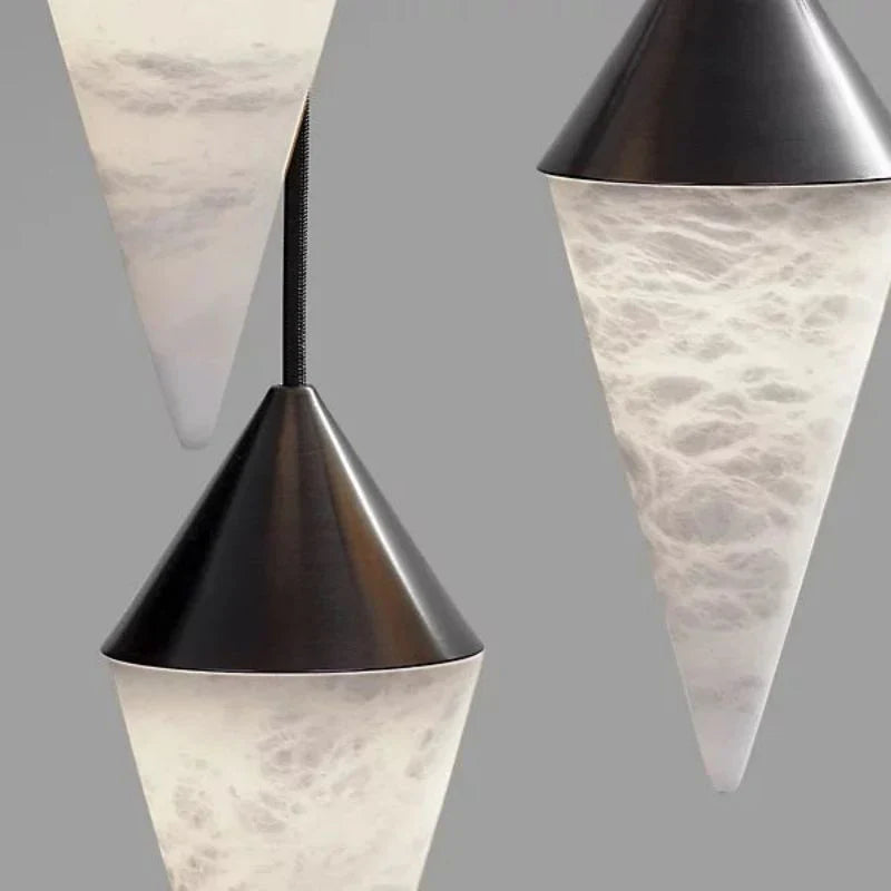 Modern Alabaster Cone Cluster Chandelier - Alabaster, Alabaster Chandelier, Alabaster lightings, Bedroom, CCCC, Chandelier, Dining & Kitchen, entryway, foyer, Hallway, Hotel, Living Room, Modern, Stairs & Foyer-1-Luxehomezone