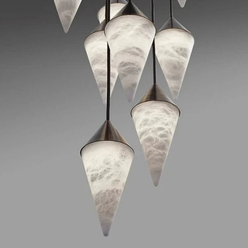 Modern Alabaster Cone Cluster Chandelier - Alabaster, Alabaster Chandelier, Alabaster lightings, Bedroom, CCCC, Chandelier, Dining & Kitchen, entryway, foyer, Hallway, Hotel, Living Room, Modern, Stairs & Foyer-1-Luxehomezone