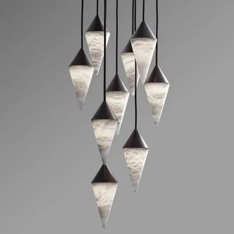 Modern Alabaster Cone Cluster Chandelier - Alabaster, Alabaster Chandelier, Alabaster lightings, Bedroom, CCCC, Chandelier, Dining & Kitchen, entryway, foyer, Hallway, Hotel, Living Room, Modern, Stairs & Foyer-1-Luxehomezone