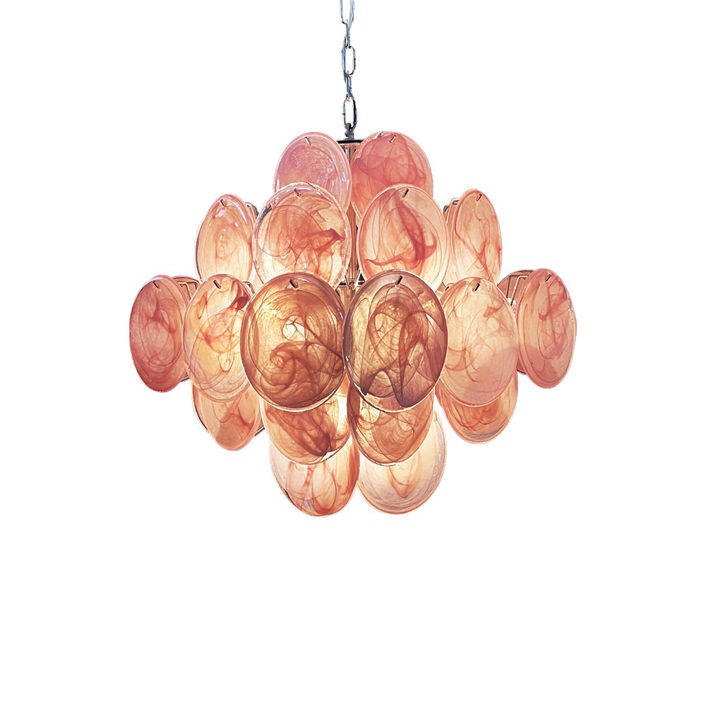 Bettina Murano Glass Chandelier 36 Pink Disks