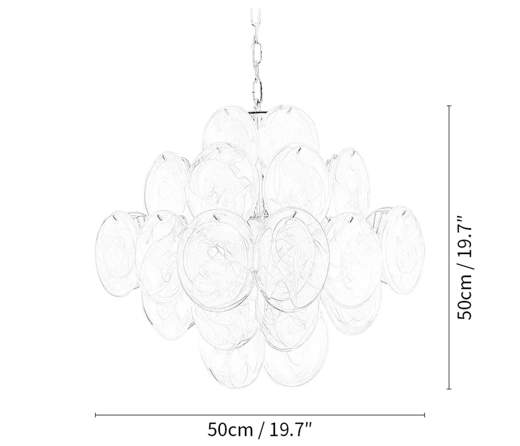 Bettina Murano Glass Chandelier 36 White Disks