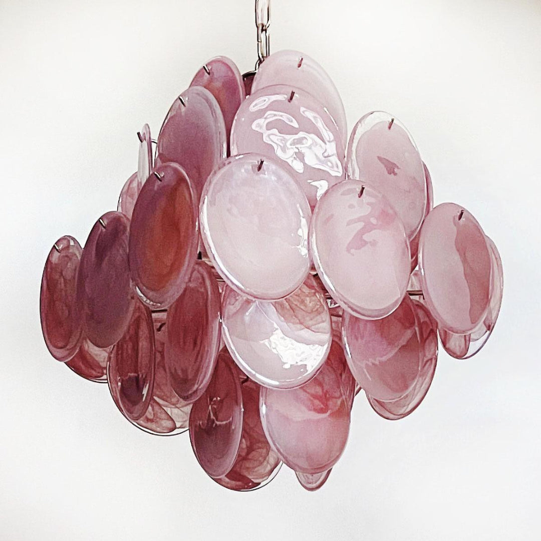Bettina Murano Glass Chandelier 36 Pink Disks