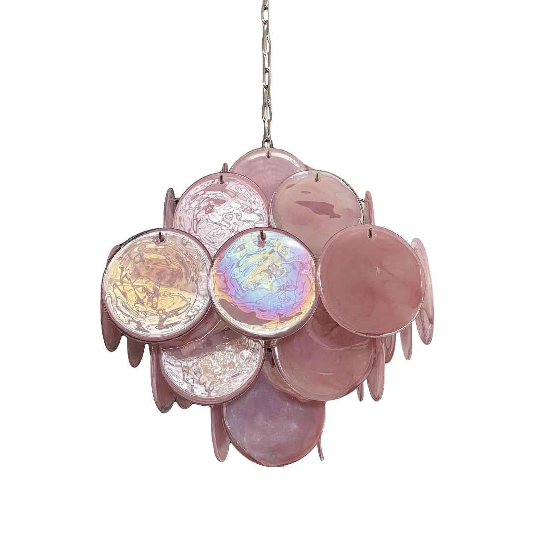 Bettina Murano Glass Chandelier 36 Pink Disks