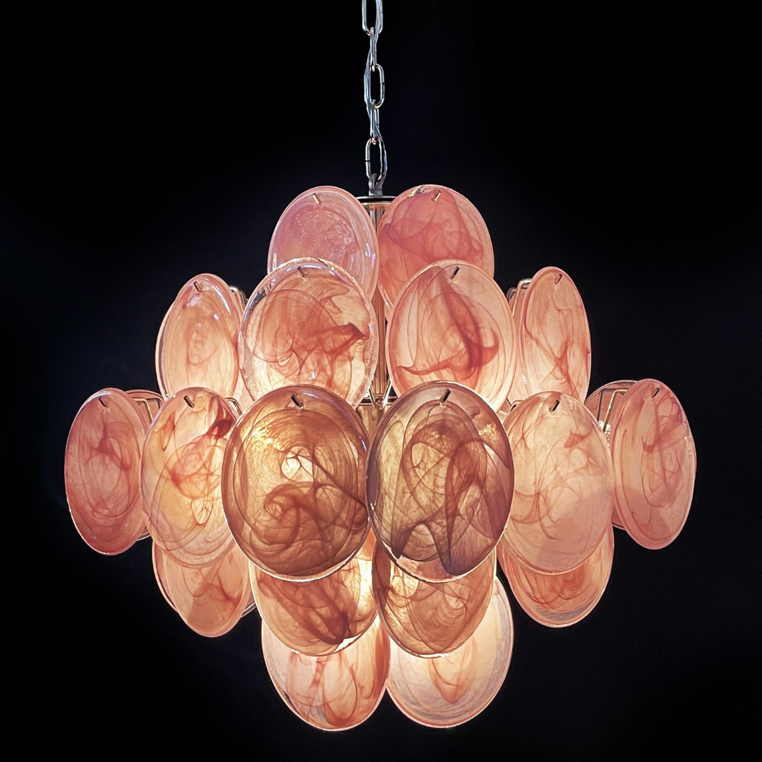 Bettina Murano Glass Chandelier 36 Pink Disks