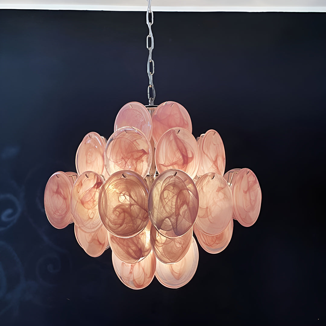 Bettina Murano Glass Chandelier 36 Pink Disks