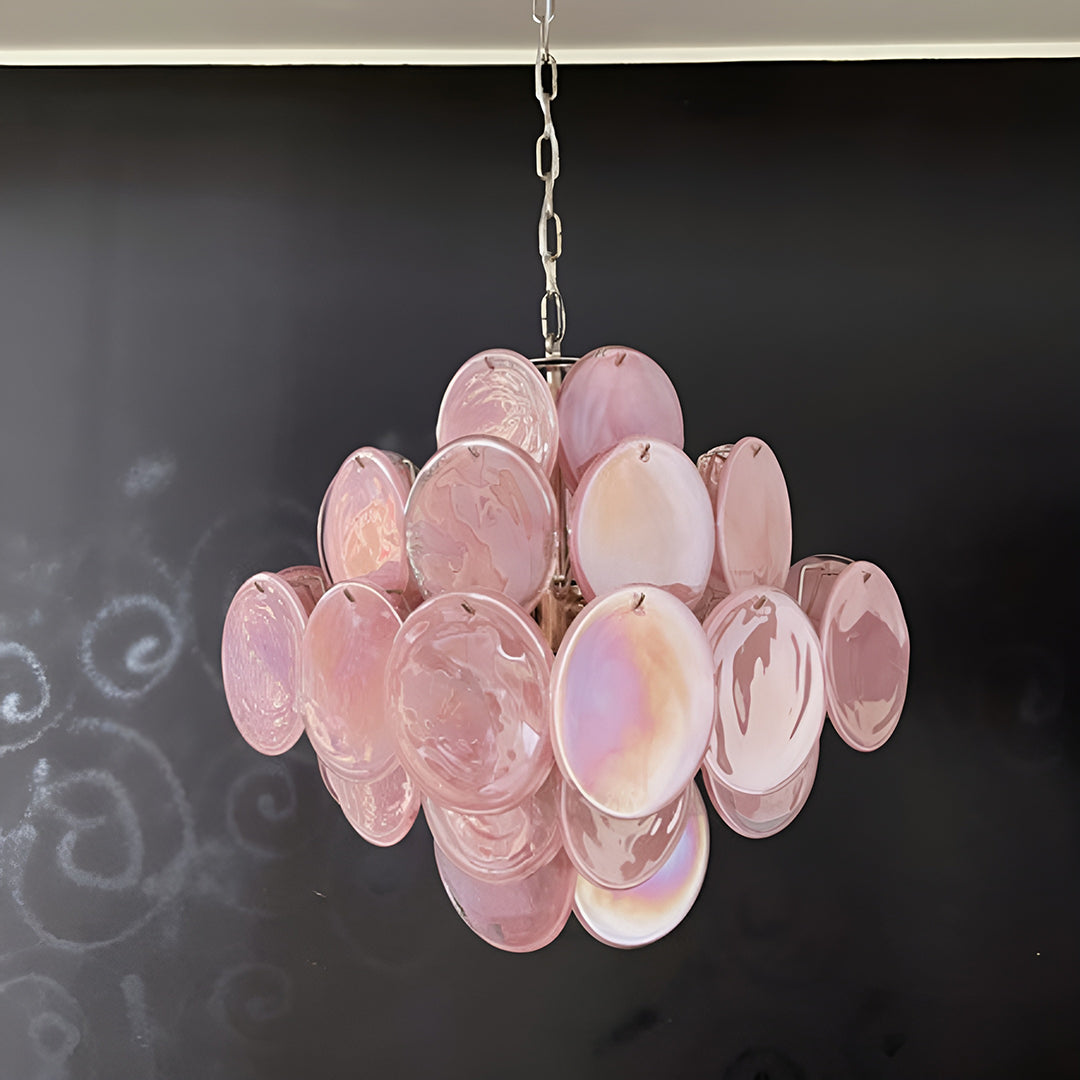 Bettina Murano Glass Chandelier 36 Pink Disks