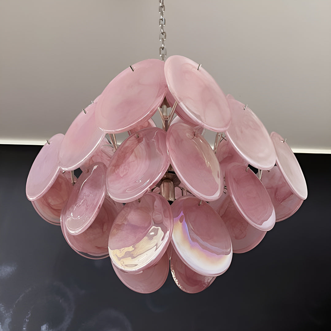 Bettina Murano Glass Chandelier 36 Pink Disks