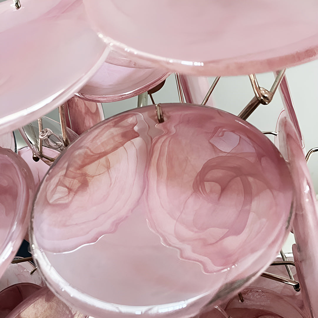 Bettina Murano Glass Chandelier 36 Pink Disks