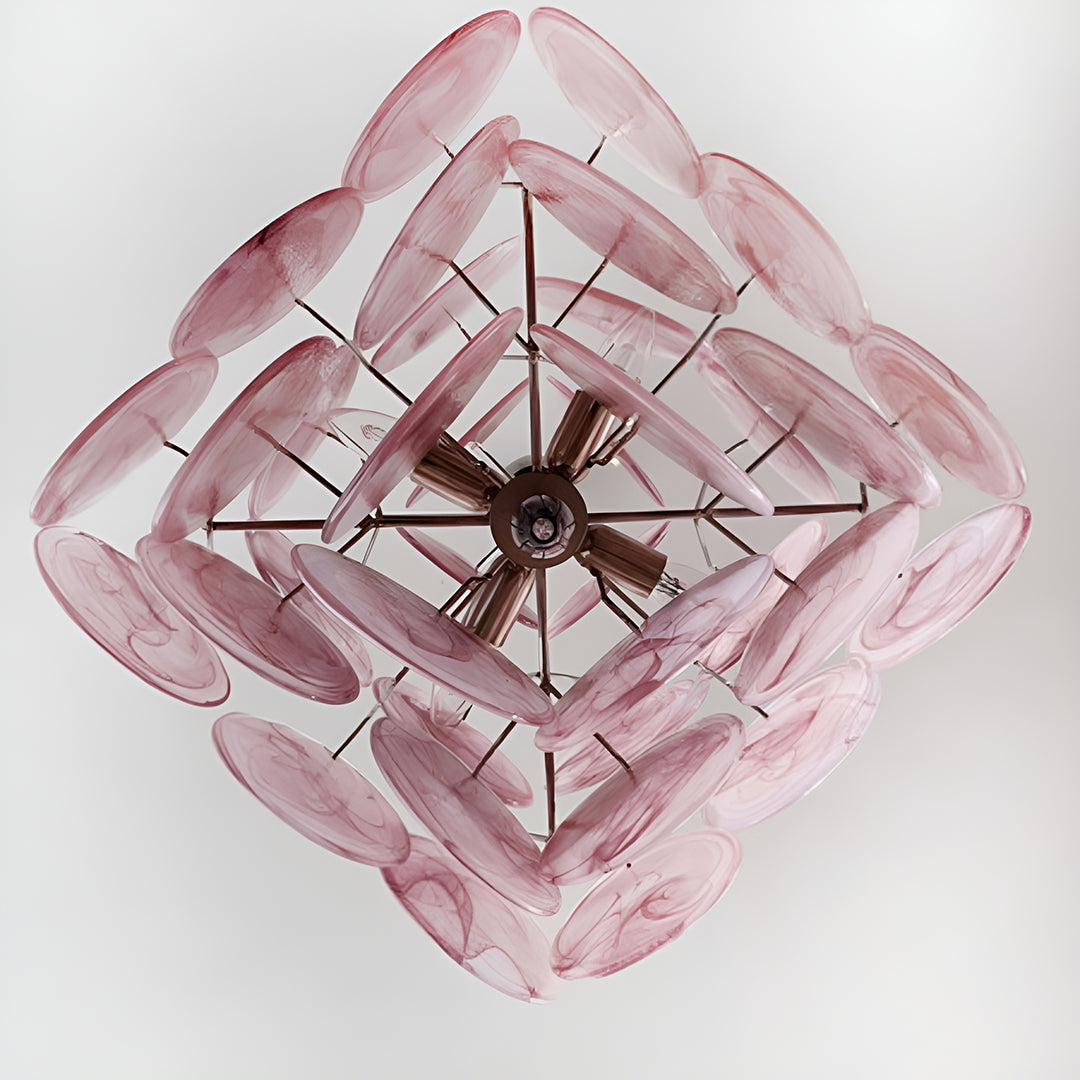 Bettina Murano Glass Chandelier 36 Pink Disks