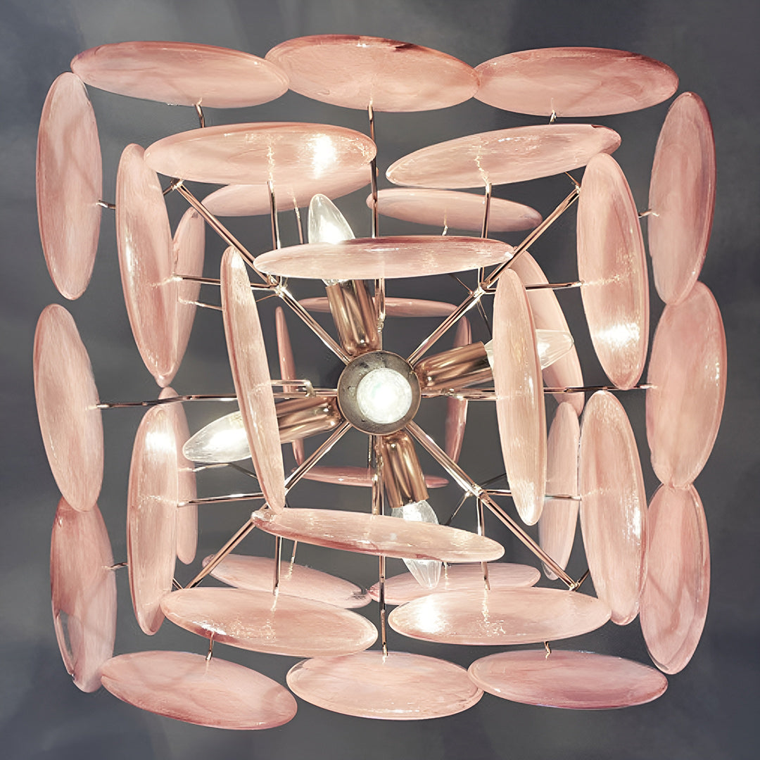 Bettina Murano Glass Chandelier 36 Pink Disks