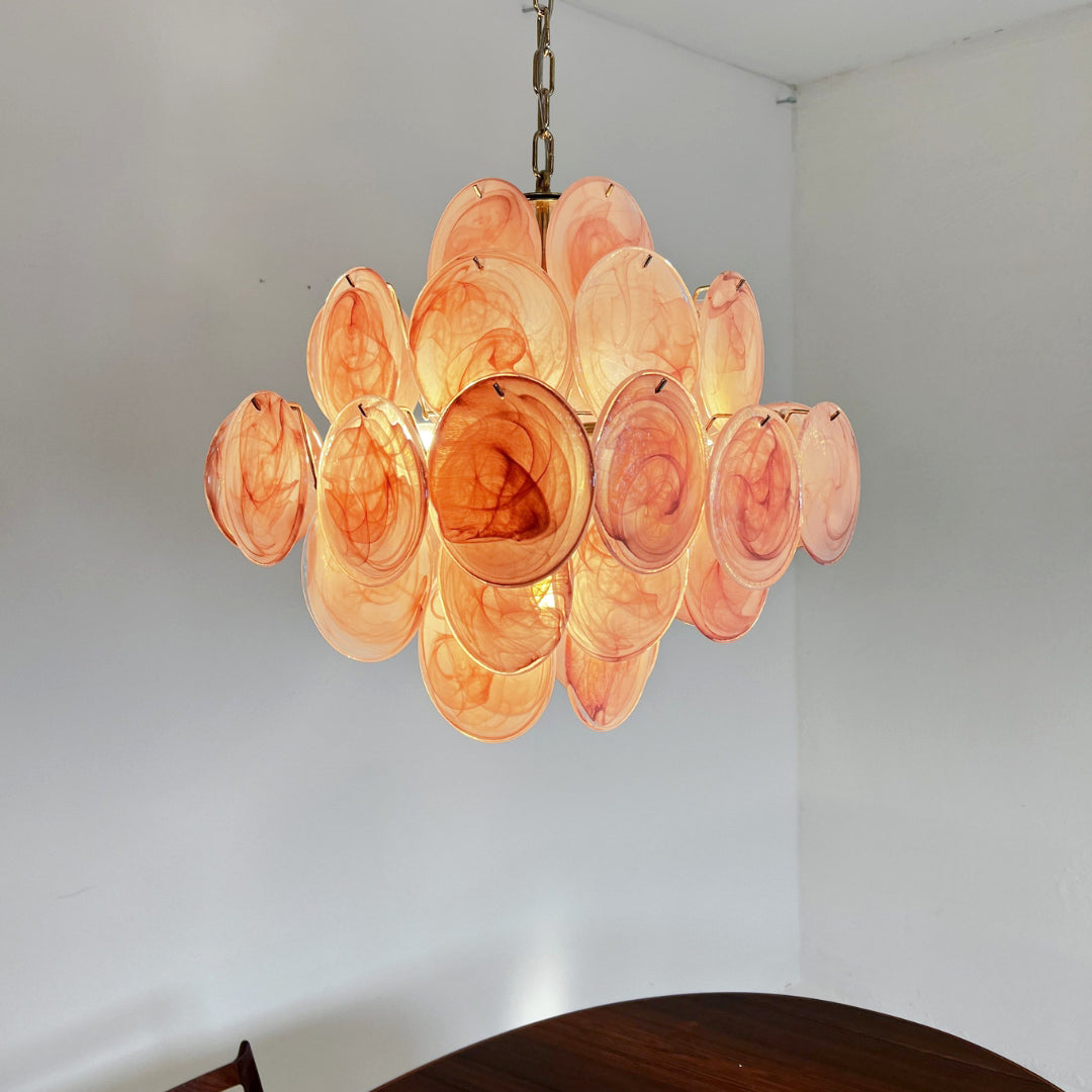 Bettina Murano Glass Chandelier 36 Pink Disks