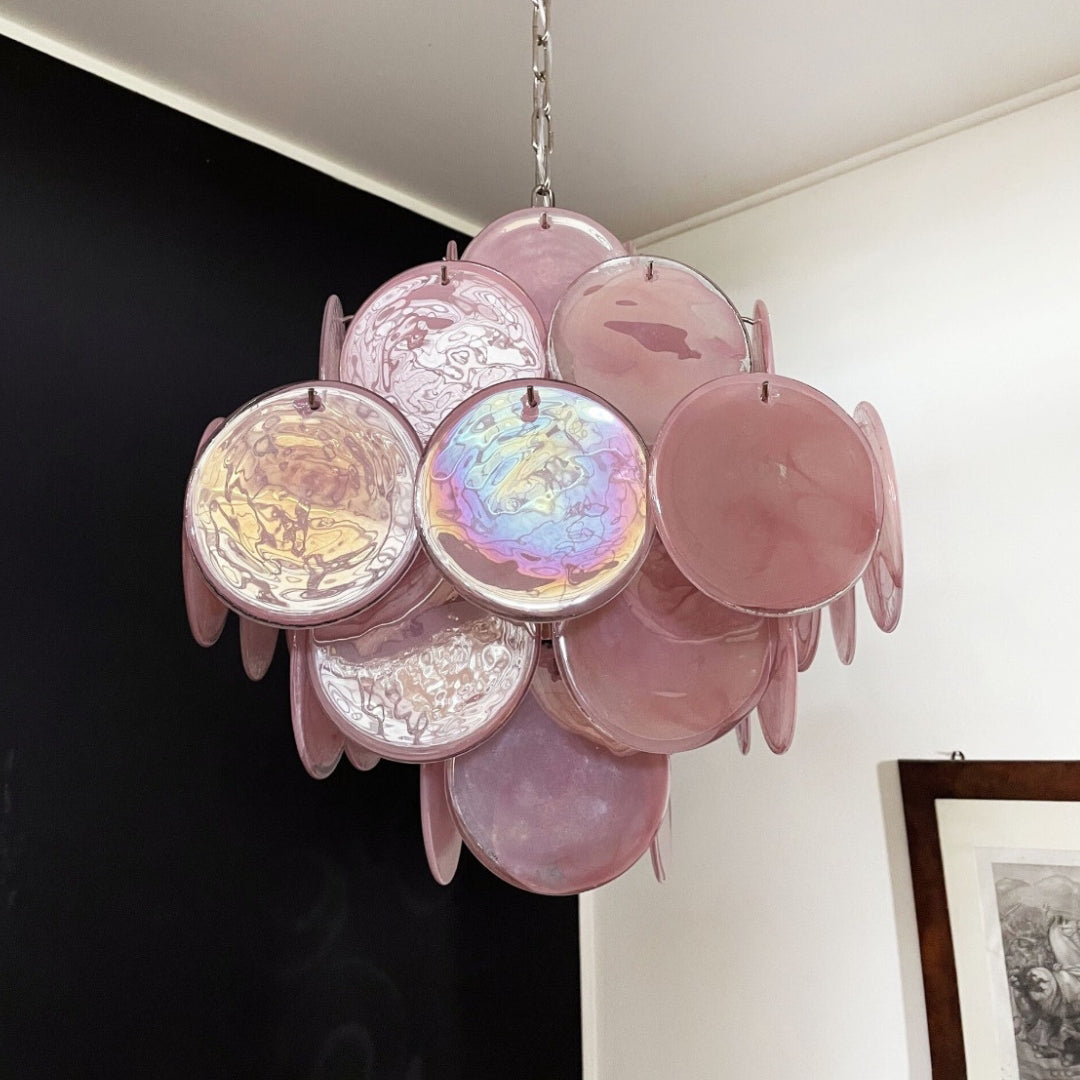 Bettina Murano Glass Chandelier 36 Pink Disks
