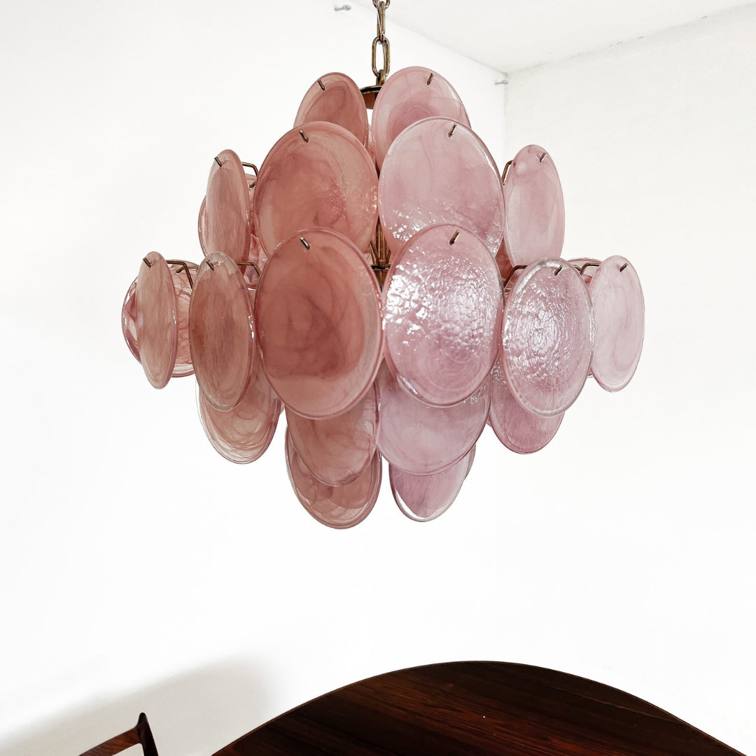 Bettina Murano Glass Chandelier 36 Pink Disks