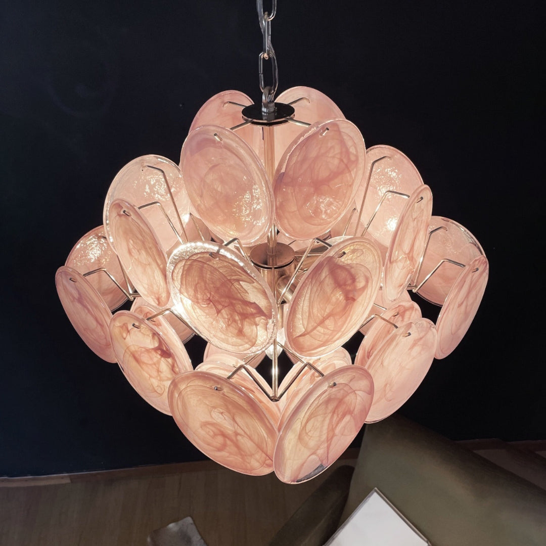 Bettina Murano Glass Chandelier 36 Pink Disks