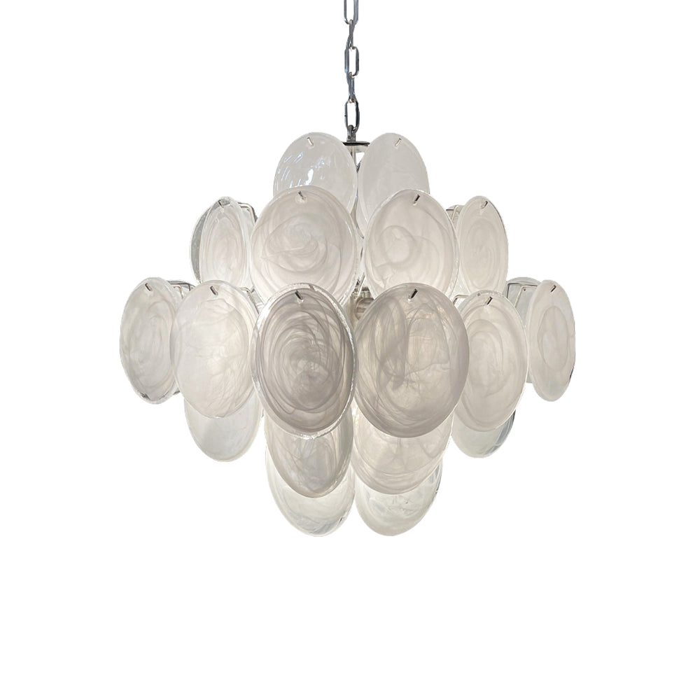 Bettina Murano Glass Chandelier 36 White Disks