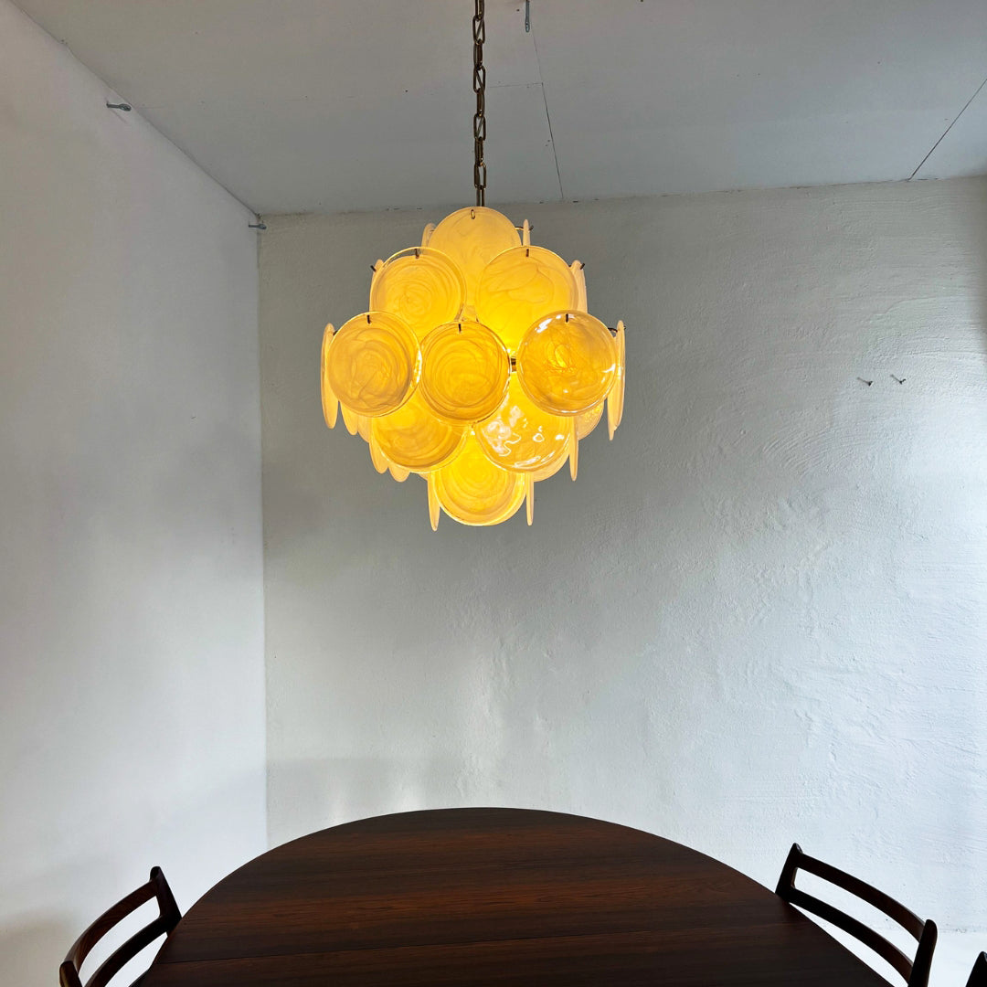 Bettina Murano Glass Chandelier 36 White Disks